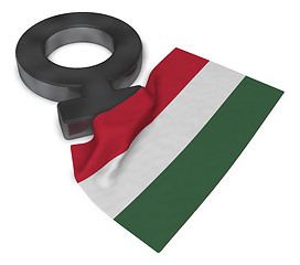 Image showing symbol for feminine and flag of hungary - 3d rendering