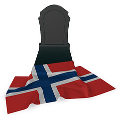 Image showing gravestone and flag of norway - 3d rendering