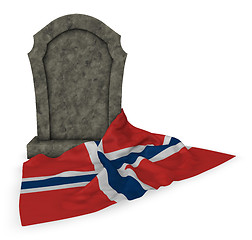 Image showing gravestone and flag of norway - 3d rendering