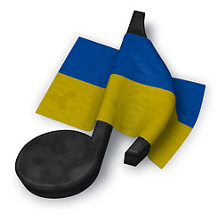 Image showing music note symbol and flag of the ukraine - 3d rendering