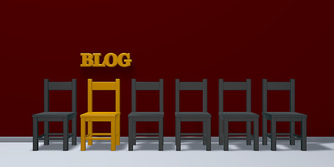 Image showing the word blog and a row of chairs - 3d rendering