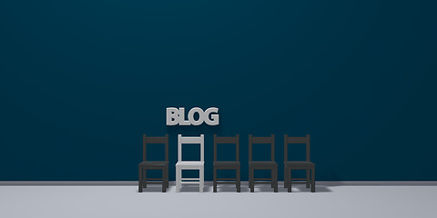 Image showing the word blog and a row of chairs - 3d rendering