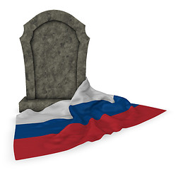 Image showing gravestone and flag of russia - 3d rendering