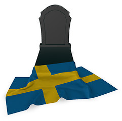 Image showing gravestone and flag of sweden - 3d rendering