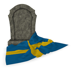 Image showing gravestone and flag of sweden - 3d rendering