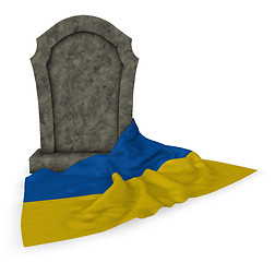 Image showing gravestone and flag of ukraine - 3d rendering