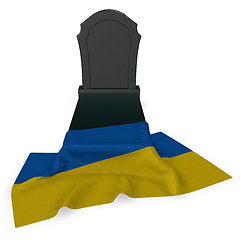 Image showing gravestone and flag of ukraine - 3d rendering