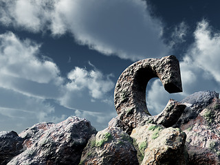 Image showing letter c rock under blue sky - 3d illustration