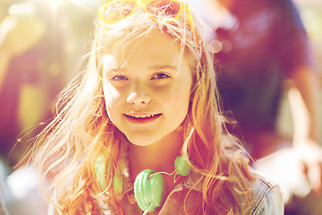 Image showing happy teenage girl with headphones