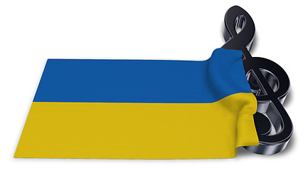 Image showing clef symbol and flag of the ukraine - 3d rendering