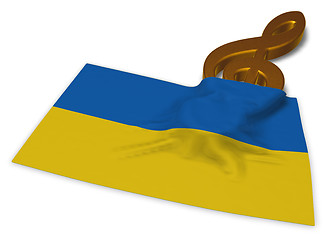 Image showing clef symbol and flag of the ukraine - 3d rendering