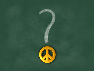 Image showing question mark and pacific symbol on chalkboard - 3d illustration