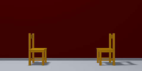 Image showing Two chairs are facing each other - 3d rendering