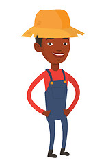 Image showing Happy farmer in summer hat vector illustration.