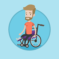 Image showing Man with broken leg sitting in wheelchair.