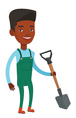 Image showing Farmer with shovel vector illustration.