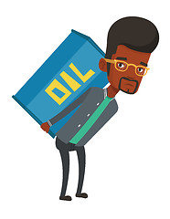 Image showing Man carrying oil barrel vector illustration.