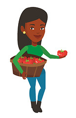 Image showing Farmer collecting tomatos vector illustration.