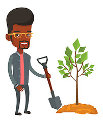 Image showing Man plants tree vector illustration.