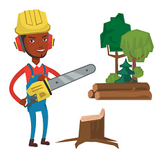 Image showing Lumberjack with chainsaw vector illustration.