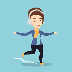 Image showing Woman ice skating vector illustration.