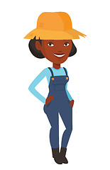 Image showing Happy farmer in summer hat vector illustration.