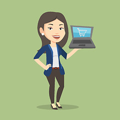 Image showing Woman shopping online vector illustration.