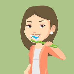 Image showing Woman brushing her teeth vector illustration.