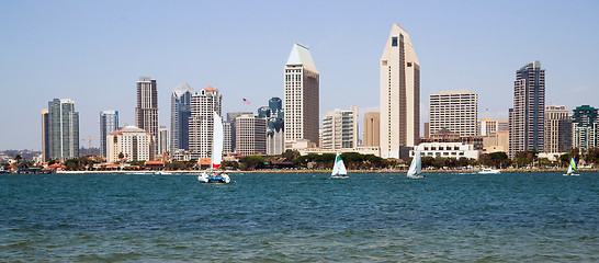 Image showing Sailboats San Diego California Downtown City Skyline Waterfront