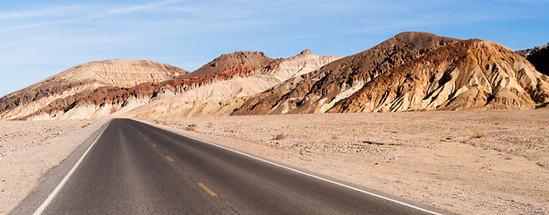 Image showing Panoramic View Open Road Death Valley National Park Highway