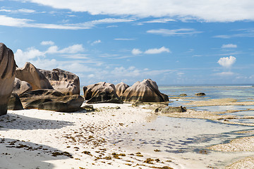 Image showing rocks on seychelles island beach in indian ocean