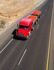 Image showing Semi Truck Hauls Local Food Produce Red Tomatoes