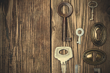 Image showing vintage keys and keyholes