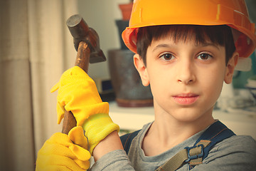 Image showing Boy in the image of a builder