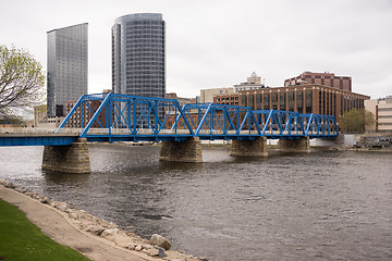 Image showing Grand Rapids Michigan Downtown City Skyline Waterfront Bridge