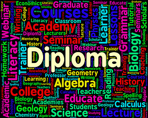 Image showing Diploma Word Represents Certificate Certificates And Text