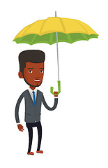 Image showing Businessman insurance agent with umbrella.