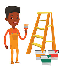 Image showing Painter with paint brush vector illustration.