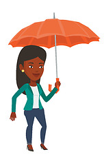 Image showing Business woman insurance agent with umbrella.