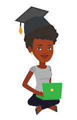 Image showing Graduate using laptop vector illustration.