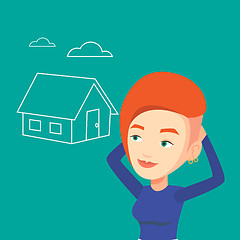 Image showing Woman dreaming about buying new house.