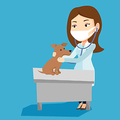 Image showing Veterinarian examining dog vector illustration.