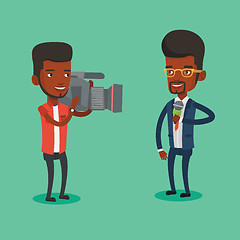 Image showing TV reporter and operator vector illustration.