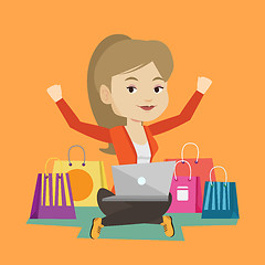 Image showing Woman shopping online vector illustration.