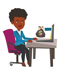 Image showing Businesswoman earning money from online business.