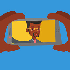 Image showing Young man making selfie vector illustration.