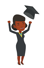 Image showing Graduate throwing up his hat vector illustration.