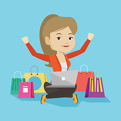 Image showing Woman shopping online vector illustration.