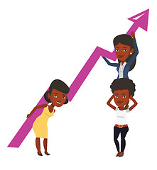 Image showing Three businesswomen holding growth graph.