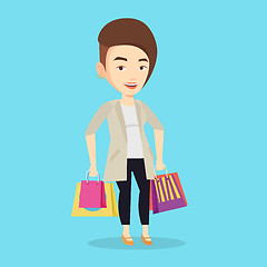 Image showing Happy woman with shopping bags vector illustration